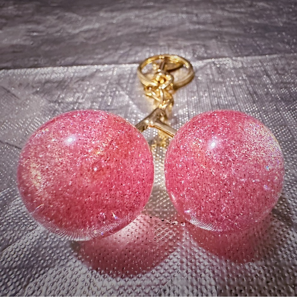 Pink Cherry Keychain with Gold Accents - Picture 5 of 6